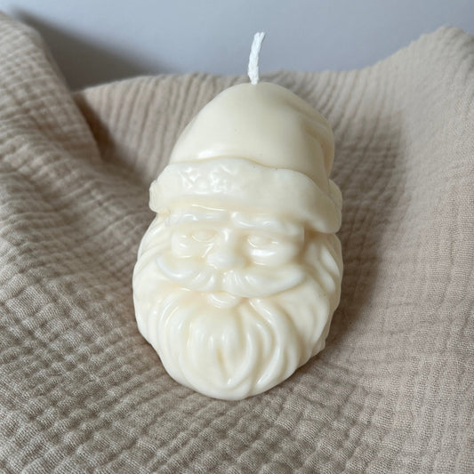 Weiße Rapswachskerze Weihnachtsmann